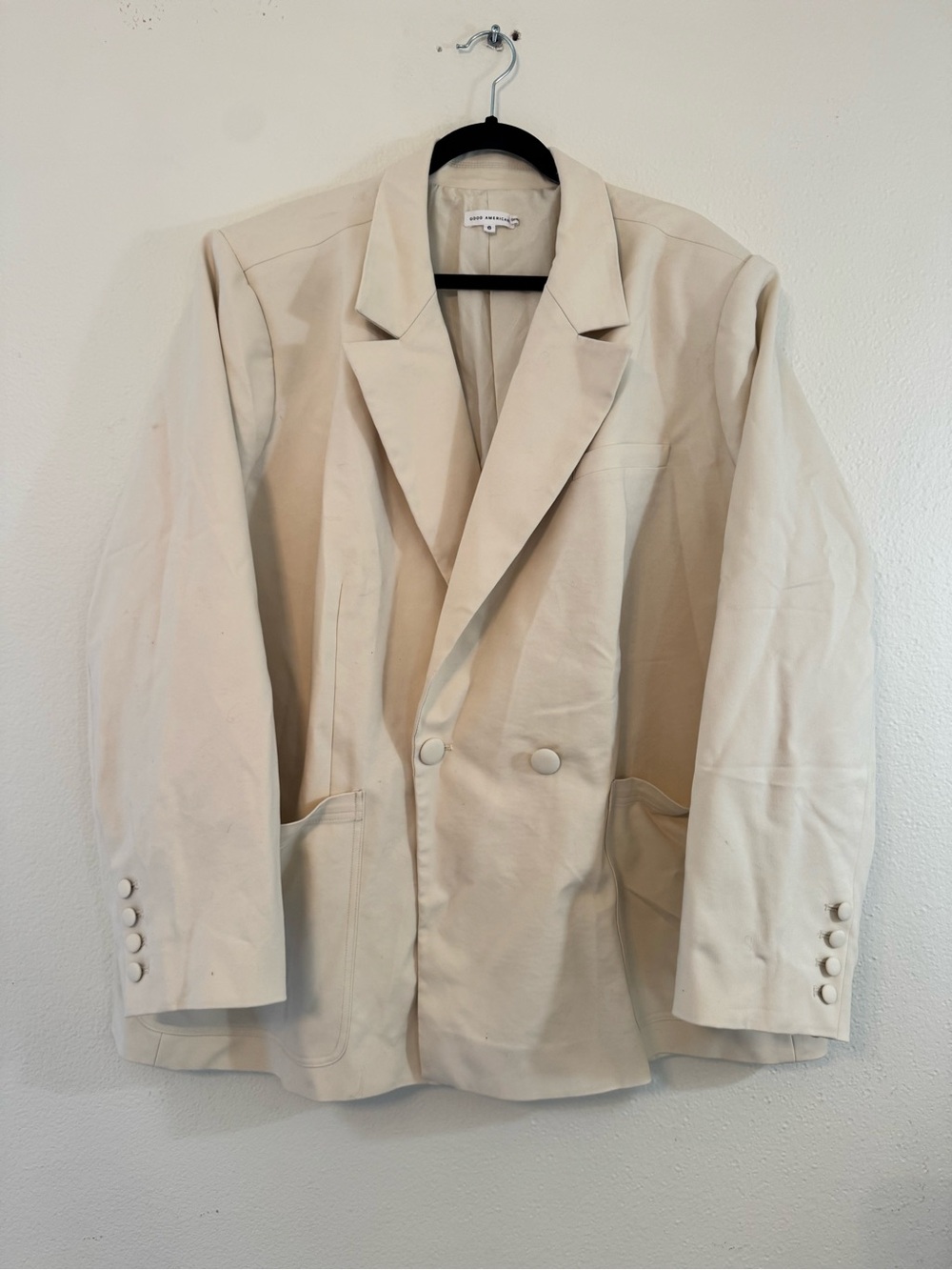 Good American Cream Double-Breasted Blazer Unisex - Picture 2 of 4